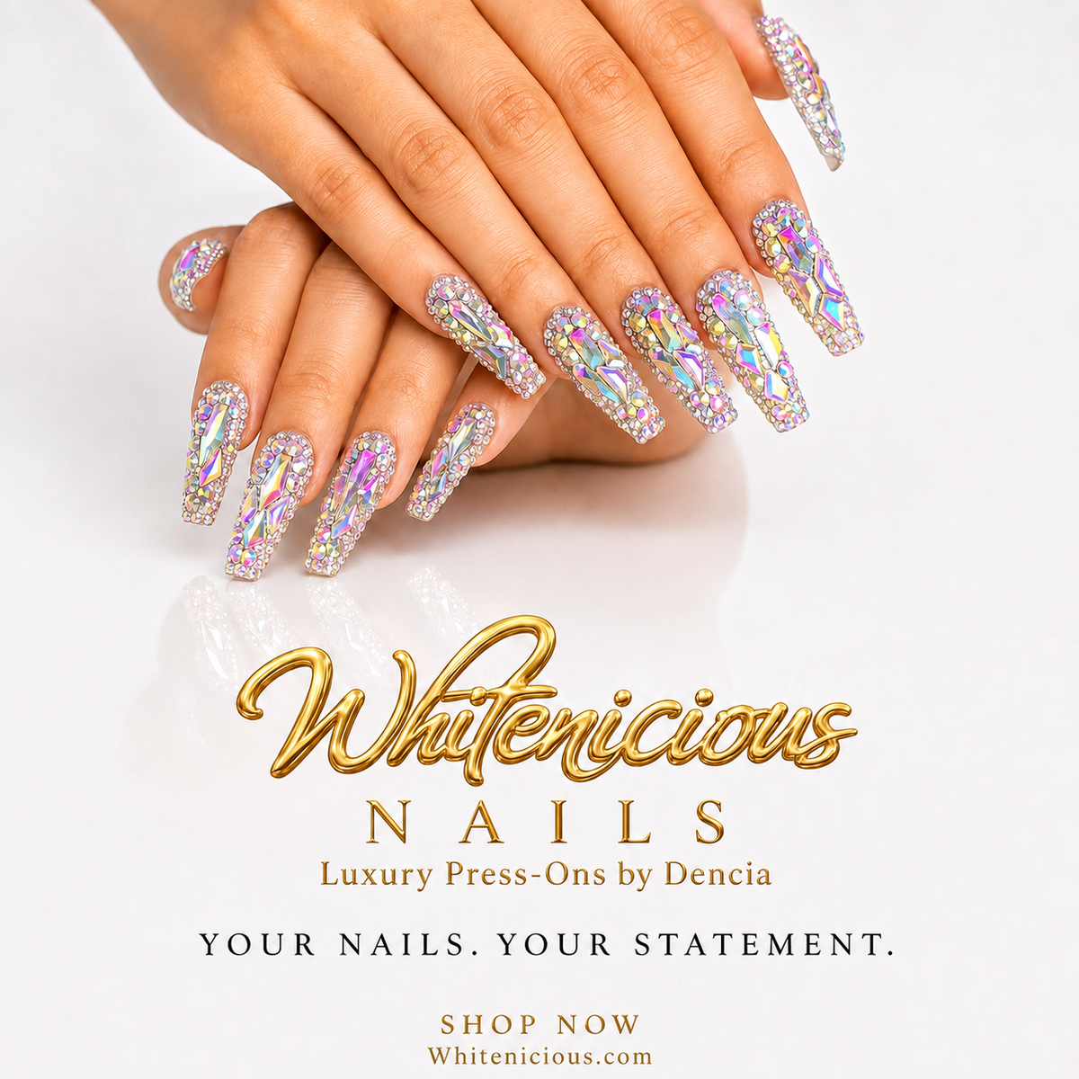 AB Crystal Press On Sqaure Nails
