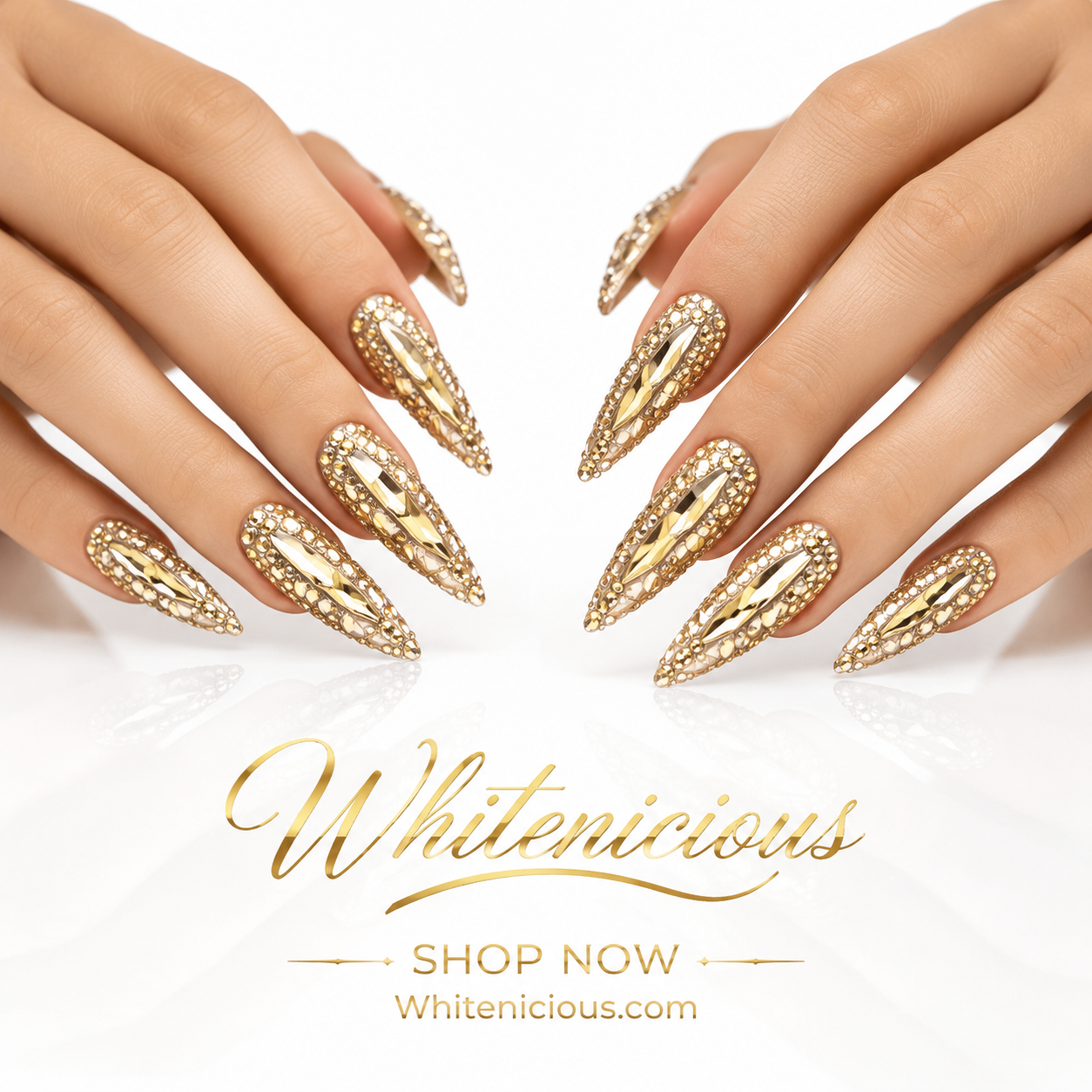 Eiffel Tower At Night Golden Nails