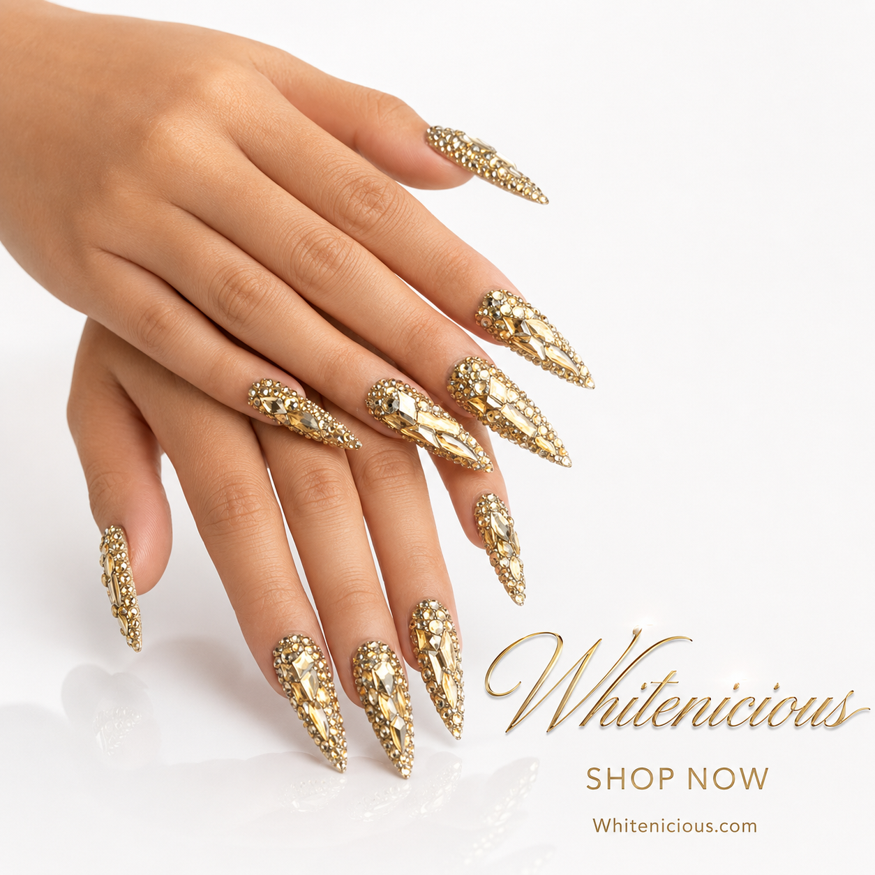 Eiffel Tower At Night Golden Nails