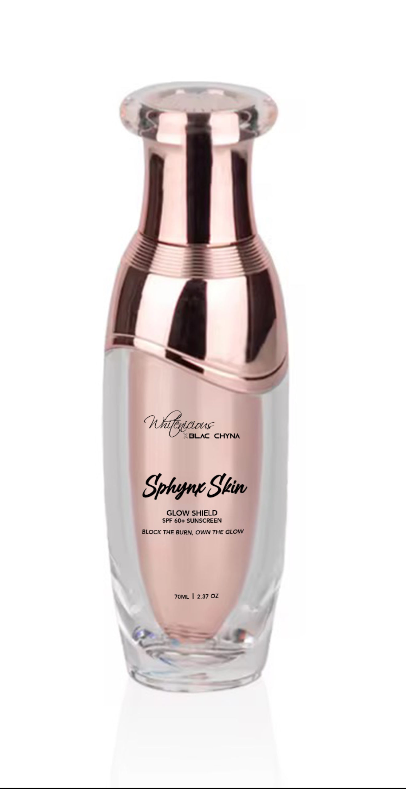 Whitenicious X Blac Chyna
               Sphynx Skyn 
Glow Shield SPF 60+ Sunscreen
“Block the Burn, Own the Glow”