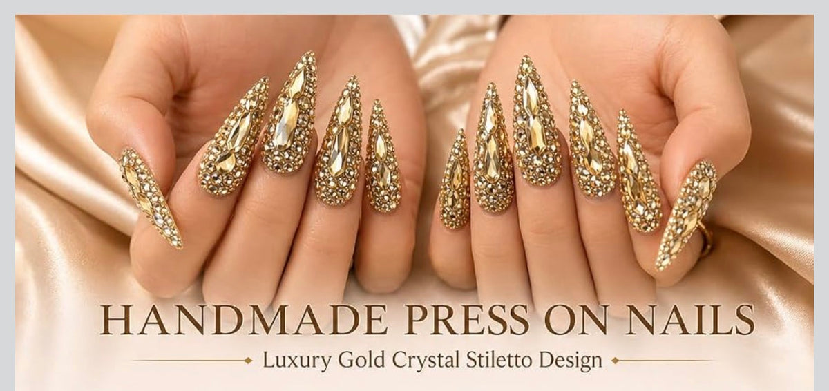 Eiffel Tower At Night Golden Press On Nails