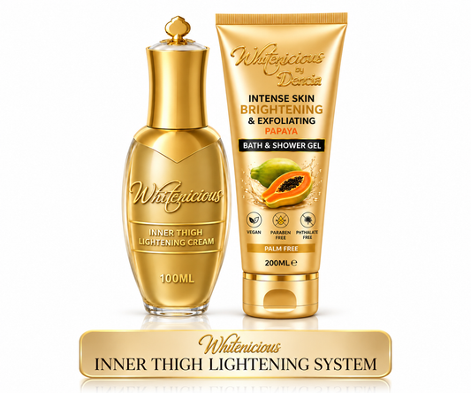 Whitenicious Inner Thigh Lightening System featuring 100ML cream and 200ML Papaya Bath and Shower Gel